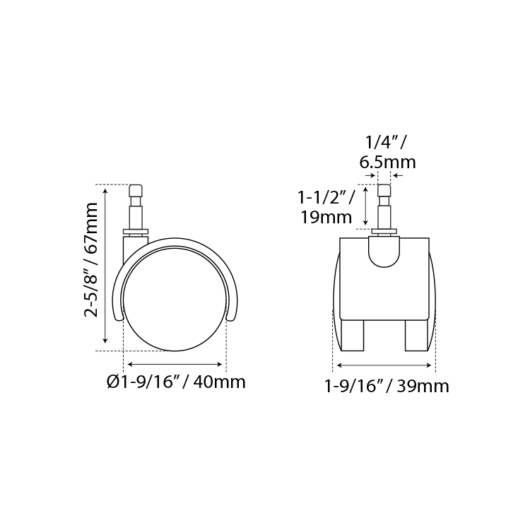 RODAJA CON PERNO A PRESIÓN MOD. R602