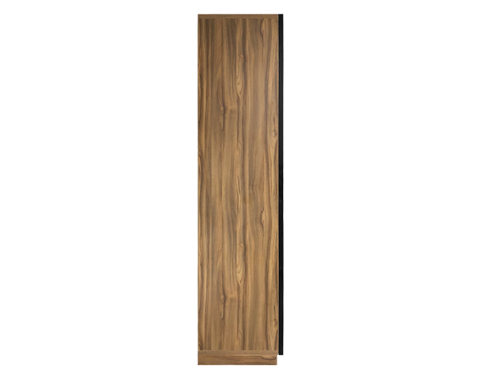 ARMARIO DE CRISTAL/MADERA NEGRO MATE CON LUZ LED (240×90×55cm) (3 REPISAS Y 3 CAJONES)