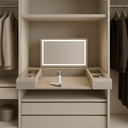 COMODA MDF/CUERO/ACABADO CRISTAL MARRON