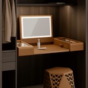 COMODA MDF/CUERO/ACABADO CRISTAL MARRON