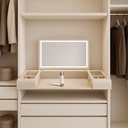 COMODA MDF/CUERO/ACABADO CRISTAL MARRON