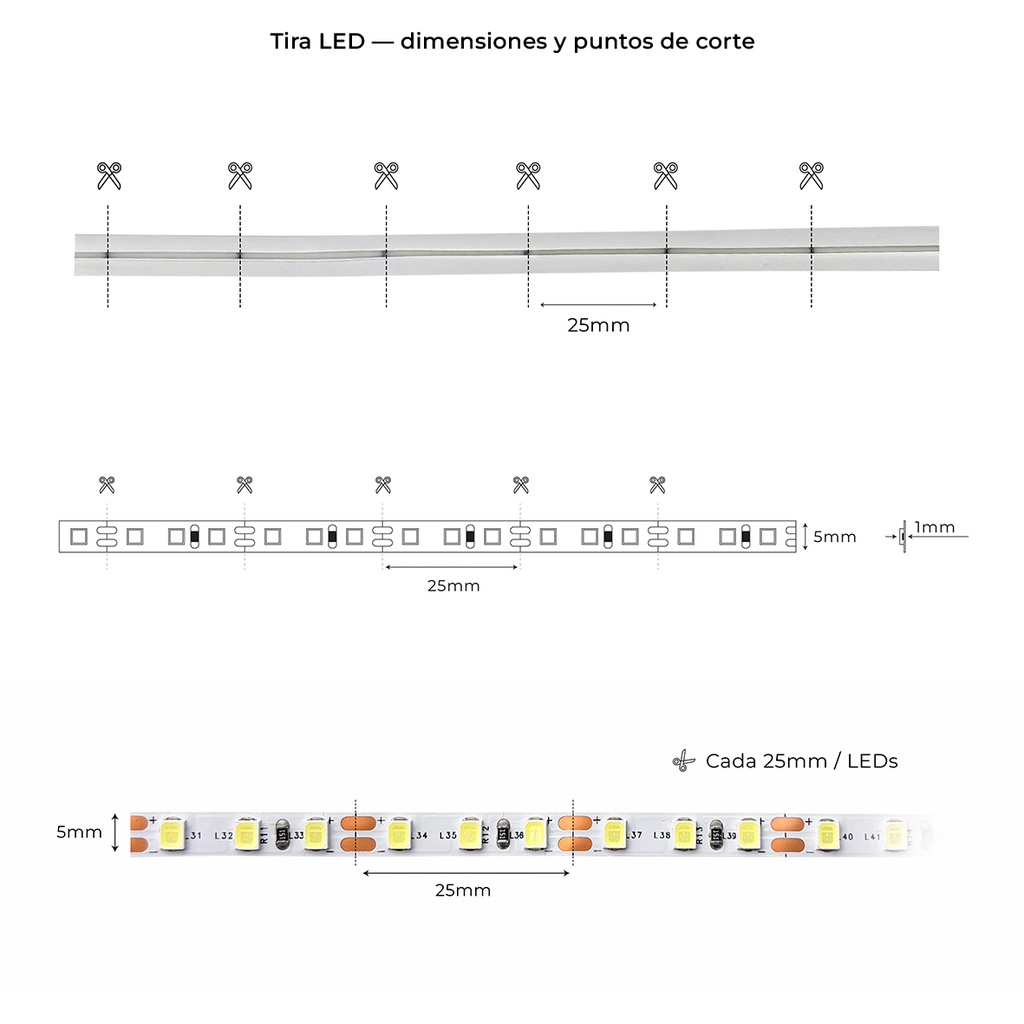 TIRA DE LUZ LED FLEXIBLE DE SOBREPONER 8x16mm (11W/M) (METRO) MOD. LJ
