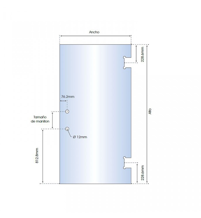 PUERTA DE CRISTAL TEMPLADO PARA BAÑO MOD. VTR-2