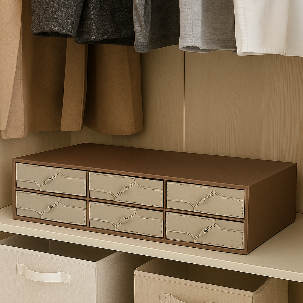 ORGANIZADOR DE CAJONES JKA3260 – MDF &amp; CUERO SINTÉTICO