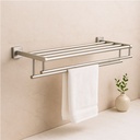 REPISA PARA BAÑO CON TOALLERO DOBLE DE ACERO INOXIDABLE - MOD. TOA198