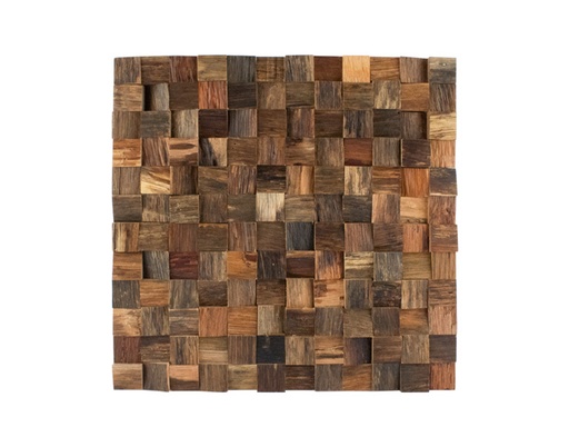 [MCH.PAN.0045] PANEL DECORATIVO MADERA DE PINO EN FORMA DE MOSAICO CON RELIEVE (30×30cm)