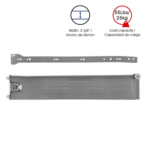 CORREDERA PARA COCINA METALBOX H86mm MOD. 12E