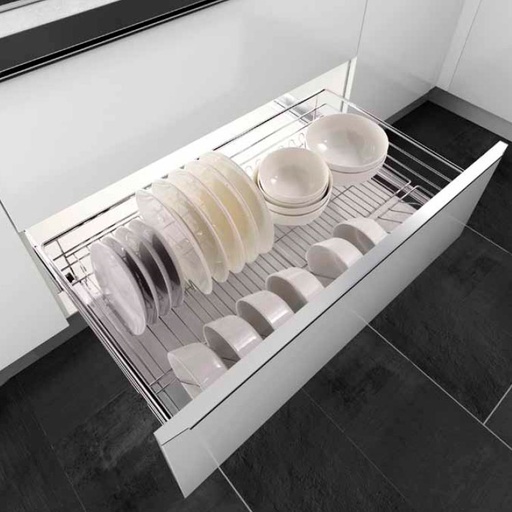 [303601INOX] ORGANIZADOR DE COCINA CANASTILLA ESCURREPLATOS EXTRAÍBLE CON FRENTE DE CAJÓN MOD. 303601